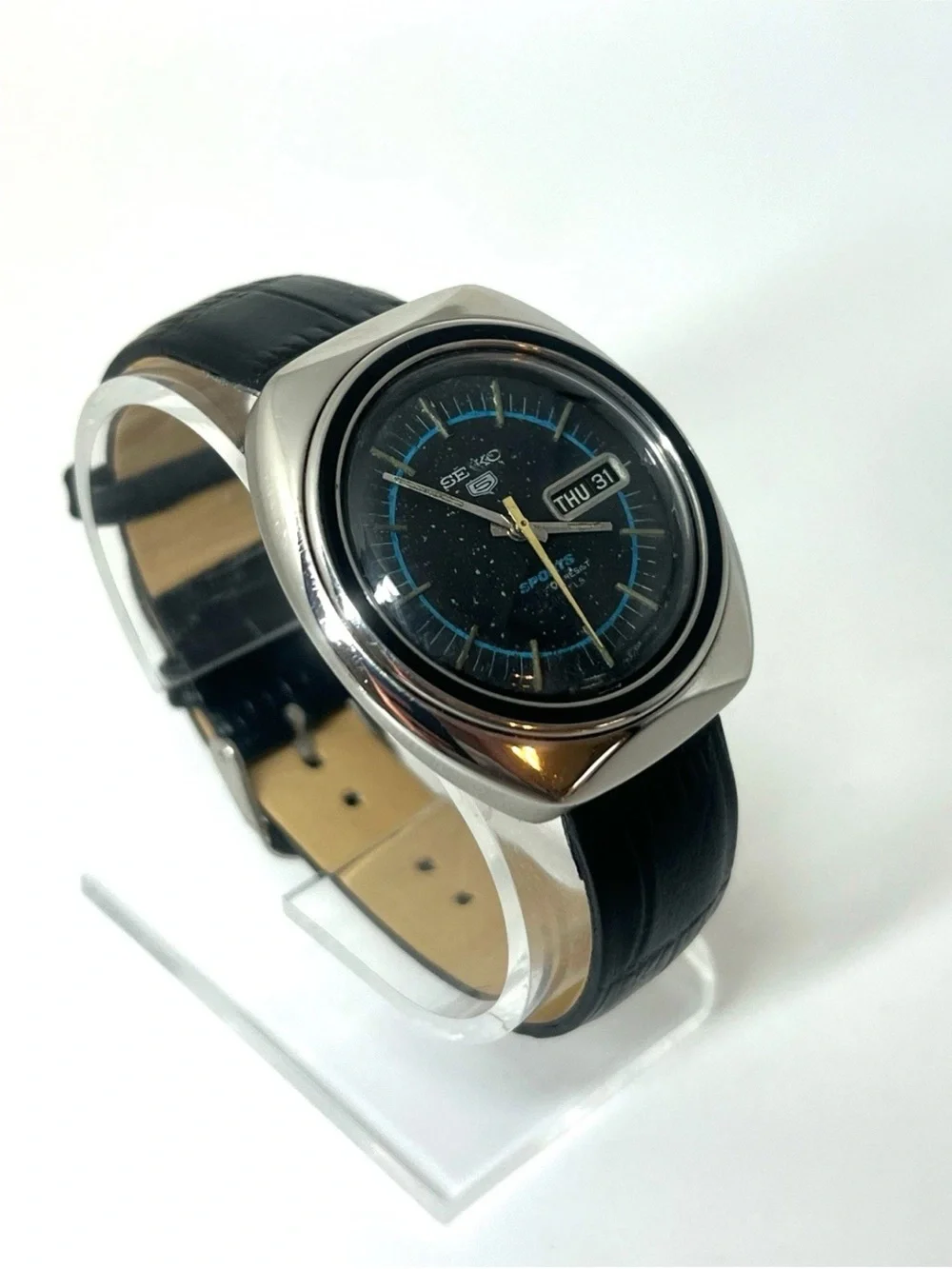 Seiko Men's Black rare Dial Automatic Sports Watch vintage